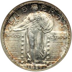 1917-D Liberty Standing 25C. Type 2 NGC MS66 FH