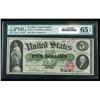 Image 1 : 1862, $5 United States Note. PMG Gem Uncirculated 65EPQ