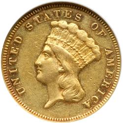 1877 $3 Gold NGC AU55