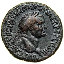 Jewish Coinage. Roman Judaea Capta Series. Vespasian, 69-79 CE. AE Sestertius minted 71 CE. VF