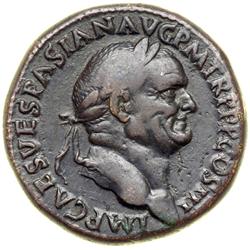 Jewish Coinage. Roman Judaea Capta Series. Vespasian, 69-79 CE. AE Sestertius minted at Rome, 71 CE.