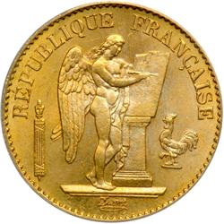 France. 20 Francs, 1875-A. PCGS MS65