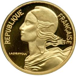 France. Gold Piefort 5 Centimes, 1981. NGC PF66