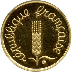 France. Gold Piefort 1 Centime, 1981. NGC PF65