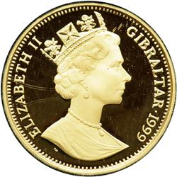 Gibraltar. Crown Jewels Collection: Gold 1/2 Crown plus three Silver 1 Crown's, 1999. PF