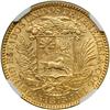 Image 2 : Venezuela. 5 Venezolanos (25 Bolivares), 1875-A. NGC AU55