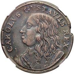 Sweden. 2 Mark, ND (1654-1655). NGC EF