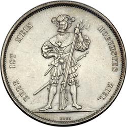 Switzerland. 5 Francs, 1857. EF-AU