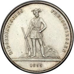 Switzerland. 5 Francs, 1859. EF-AU