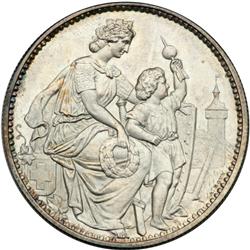 Switzerland. 5 Francs, 1865. EF-AU