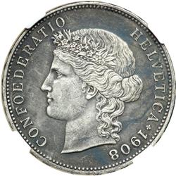 Switzerland. 5 Francs, 1908-B. NGC EF45