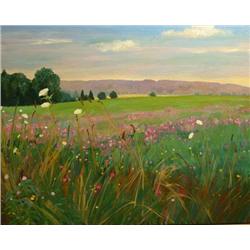Anne Boysen, Clover Field, Signed Oil on Canvas