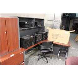MAHOGANY CORNER DESK WITH HUTCH -  2 2 DOOR FILE