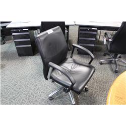 BLACK LEATHER KNEE TILT EXECUTIVE OFFICE CHAIR