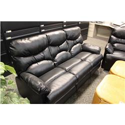 BLACK LEATHER 3 PIECE SOFA SET INCL SOFA & 2