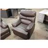 Image 2 : BROWN LEATHER 3 PIECE SOFA SET INCL SOFA & 2