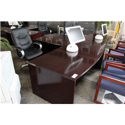 MAHOGANY BOW FRONT L-SHAPE EXECUTIVE DESK