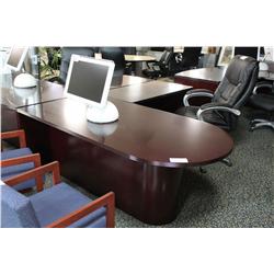 MAHOGANY BULLET TOP  L-SHAPE EXECUTIVE DESK