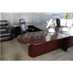 MAHOGANY U-SHAPED EXECUTIVE DESK