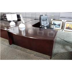 MAHOGANY BOWFRONT L-SHAPE EXECUTIVE DESK