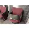 Image 1 : 2 BURGANDY CLIENT CHAIRS WITH TABLET ARMS