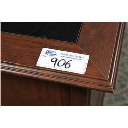 MAHOGANY INLAYED DESK WITH CREDENZA & HUTCH