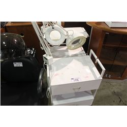WHITE MOBILE EQUIPMENT CART WITH LIGHT