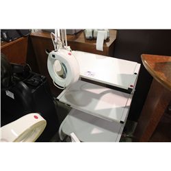 WHITE MOBILE EQUIPMENT CART WITH LIGHT