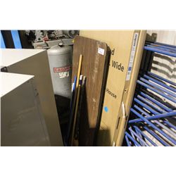 LOT OF BROOMS -  DOORS -  & SCAFFOLDING