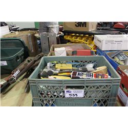 3 BINS OF TOOLS & HARDWARE