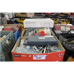 3 BINS OF TOOLS & HARDWARE