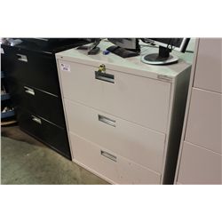 GREY 3 DRAWER LATERAL FILING CABINET