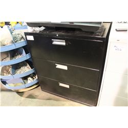 BLACK 3 DRAWER LATERAL FILING CABINET