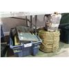 Image 1 : BIN OF ASSORTED TOOLS & ROPE