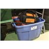 Image 1 : BIN OF TOOLS & LAWN MOWER BAG