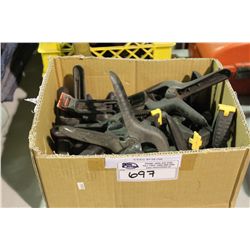 BOX OF WOOD CLAMPS