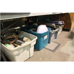 4 BINS OF ASSORTED ELECTRICAL & TOOLS