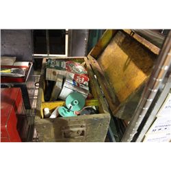 WOODEN TOOL BOX & CONTENTS