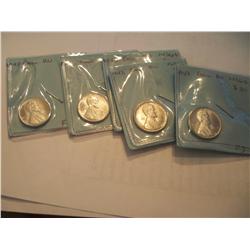 Five 1943 Gem BU Steel War Pennies