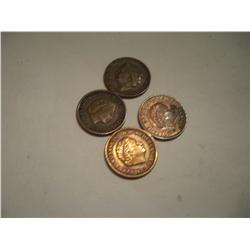 4 Netherlands 1 cent coins, 1956,67,48,52