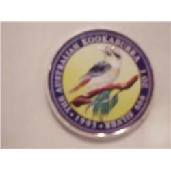 1995 Australian $1 Fine .999 Silver Colorized Kookaburra Coin
