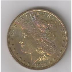VIVIDLY RAINBOW TONED 1879-O MS+ MORGAN SILVER DOLLAR