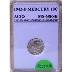 1942-D Mercury Dime ACGS MS-68 FSB