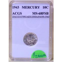 1943 Mercury Dime ACGS MS-68 FSB