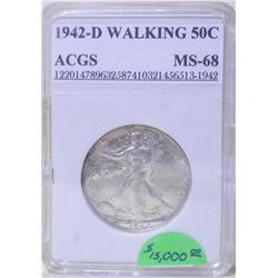 1942-D Walking Liberty Half Dollar ACGS MS-68