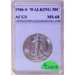 1946-S Walking Liberty Half Dollar ACGS MS-68