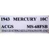 Image 3 : 1943 Mercury Dime ACGS MS-68 FSB