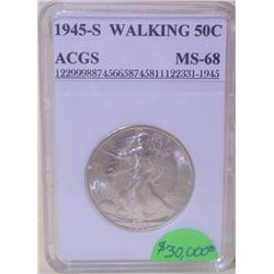 1945-S Walking Liberty Half Dollar ACGS MS-68
