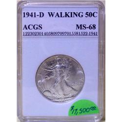 1941-D Walking Liberty Half Dollar ACGS MS-68