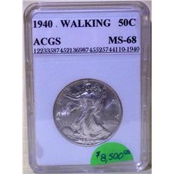 1940 Walking Liberty Half Dollar ACGS MS-70